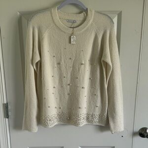 NWT Staccato Cream Sweater with Pearl Details